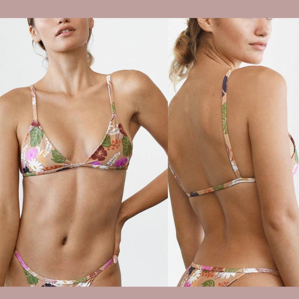 NEW Lokahi Swimwear [ Large ] Floral Vada Bikini Top in Hana‎ Print